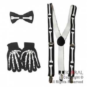 SET DISFRAZ MO�O GUANTES Y TIRADORES ESQUELETO x 1